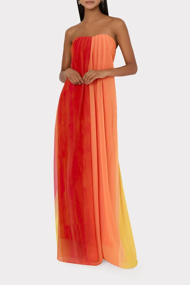 Sunset Stripe Strapless Dress Multi Women Milly Dresses