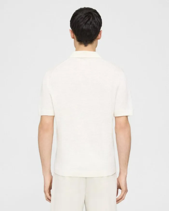 Sweaters Cardigans Men Theory Brenan Polo Shirt In CottonLinen White Sweaters Cardigans Men Theory Brenan Polo Shirt In CottonLinen White