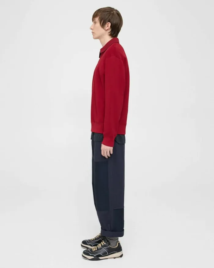 Sweaters Cardigans Men Theory QuarterZip Polo Sweater In Terry Cotton Ruby Sweaters Cardigans Men Theory QuarterZip Polo Sweater In Terry Cotton Ruby