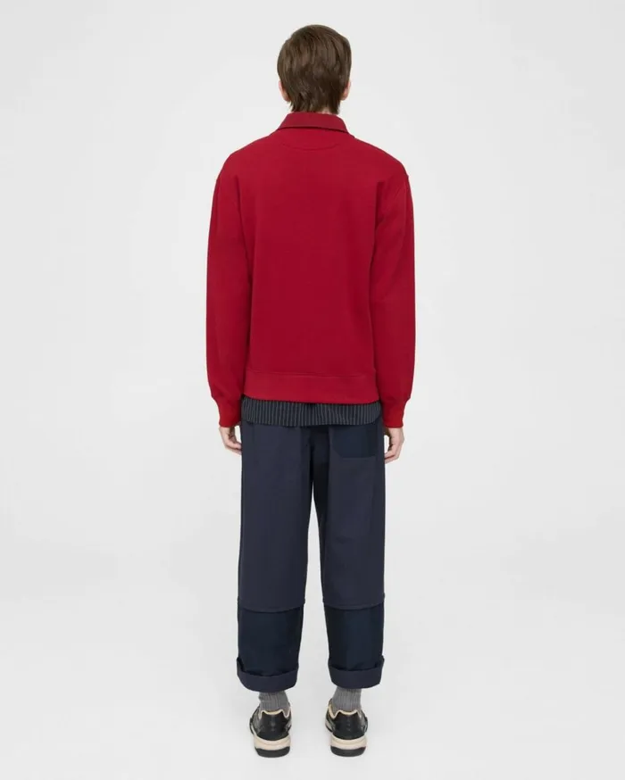 Sweaters Cardigans Men Theory QuarterZip Polo Sweater In Terry Cotton Ruby Sweaters Cardigans Men Theory QuarterZip Polo Sweater In Terry Cotton Ruby