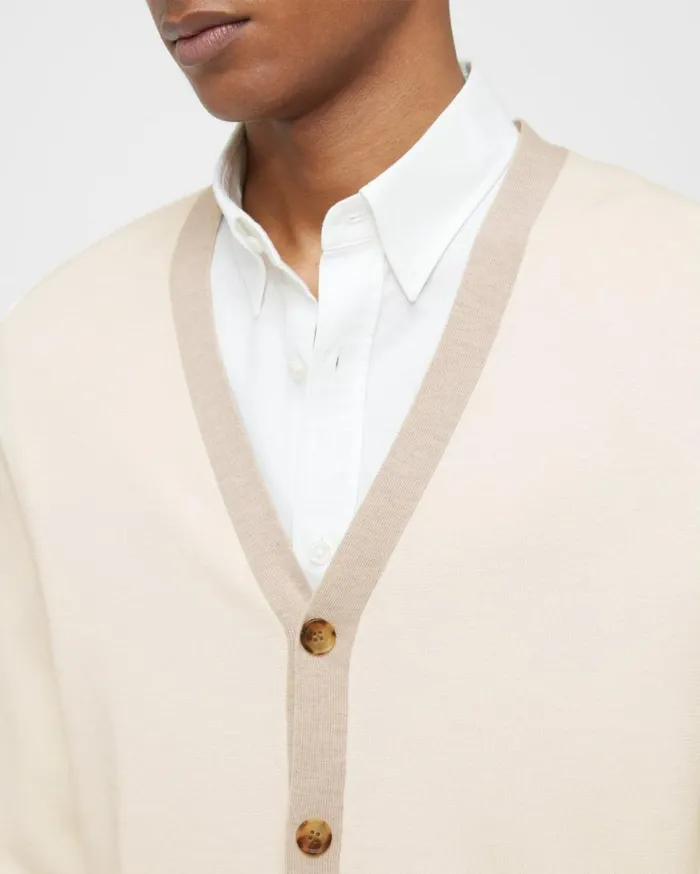 Sweaters Cardigans Men Theory VNeck Cardigan In Merino Wool IvorySand Melange Sweaters Cardigans Men Theory VNeck Cardigan In Merino Wool IvorySand Melange