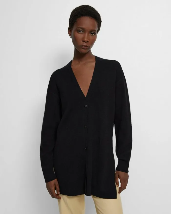 Sweaters Cardigans Women Theory Long Cardigan In Cashmere Black