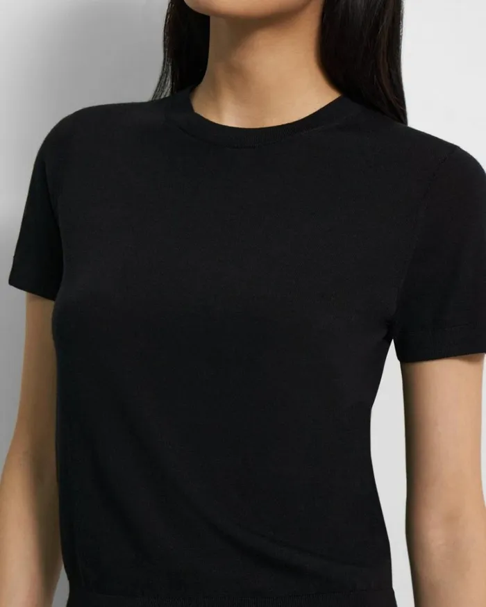 Sweaters Cardigans Women Theory ShortSleeve Sweater In Regal Wool Black Sweaters Cardigans Women Theory ShortSleeve Sweater In Regal Wool Black