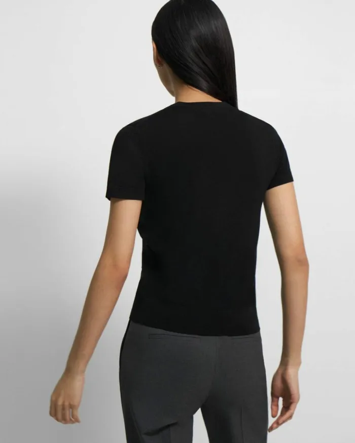 Sweaters Cardigans Women Theory ShortSleeve Sweater In Regal Wool Black Sweaters Cardigans Women Theory ShortSleeve Sweater In Regal Wool Black