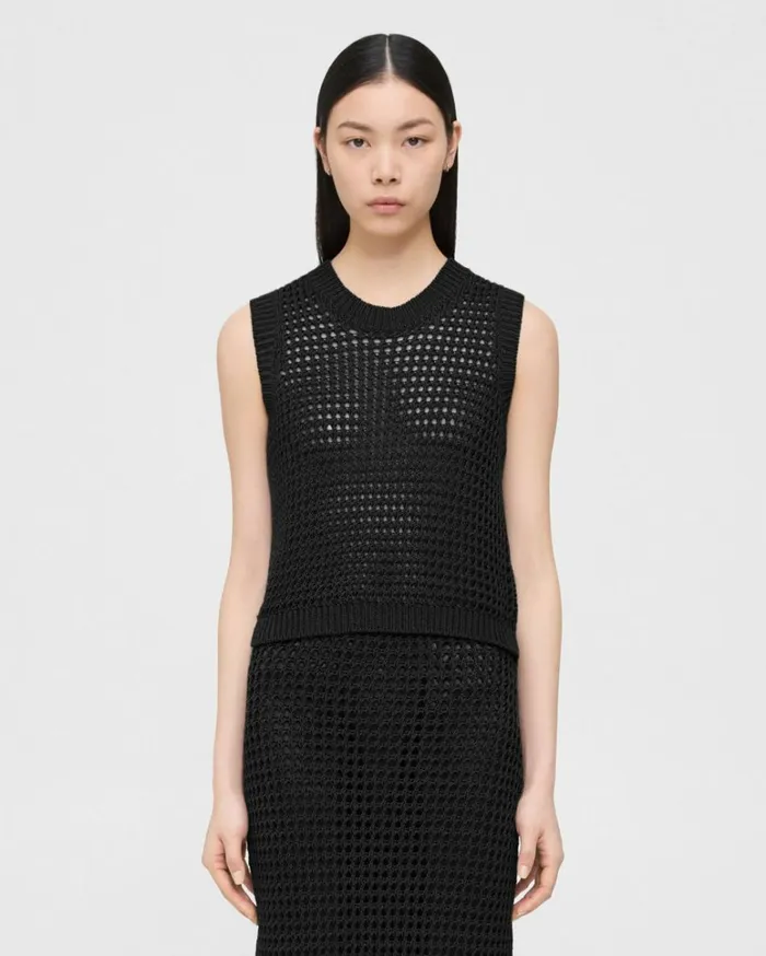 Sweaters Cardigans Women Theory Sweater Vest In Pima Cotton Black