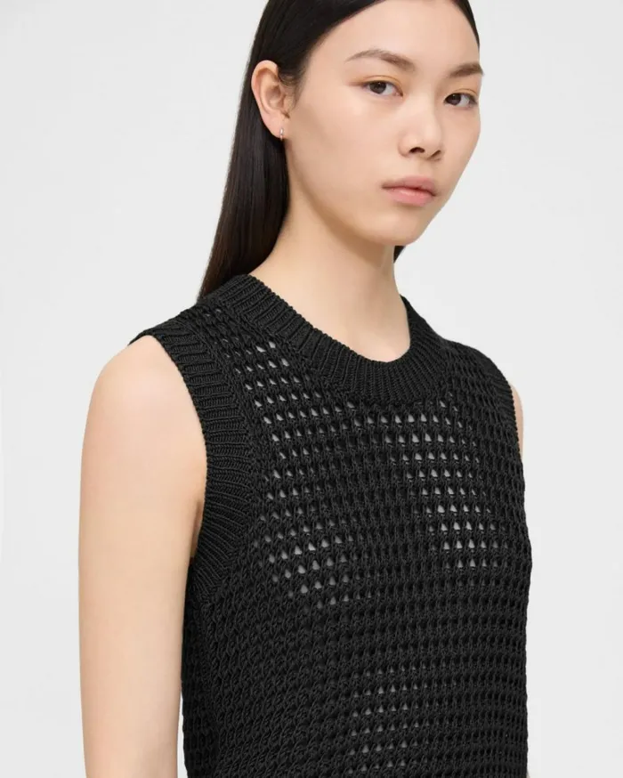 Sweaters Cardigans Women Theory Sweater Vest In Pima Cotton Black Sweaters Cardigans Women Theory Sweater Vest In Pima Cotton Black