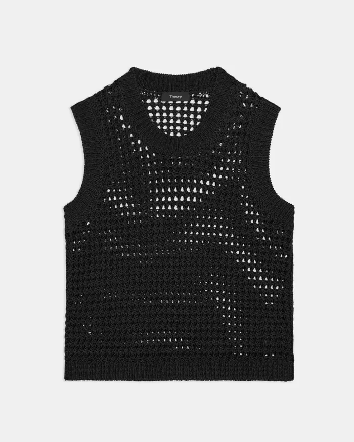 Sweaters Cardigans Women Theory Sweater Vest In Pima Cotton Black Sweaters Cardigans Women Theory Sweater Vest In Pima Cotton Black