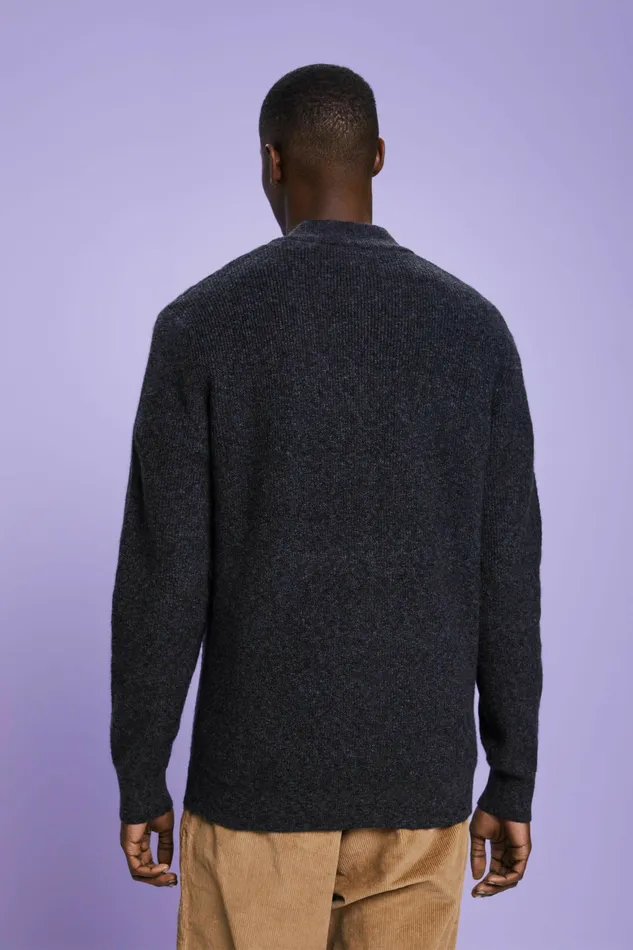 Sweaters Men Esprit Cable Knit Bomber Cardigan Black