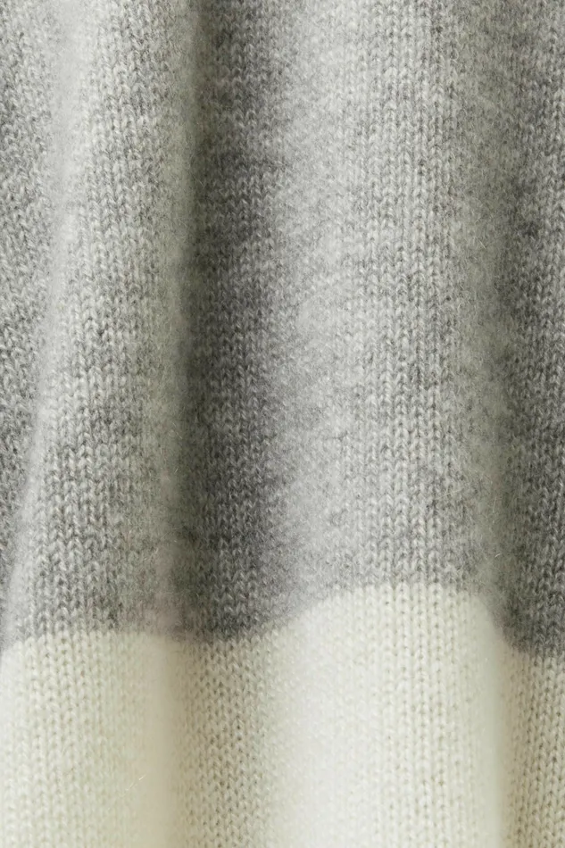 Sweaters Men Esprit Cashmere VNeck Rugby Stripe Sweater Light Grey