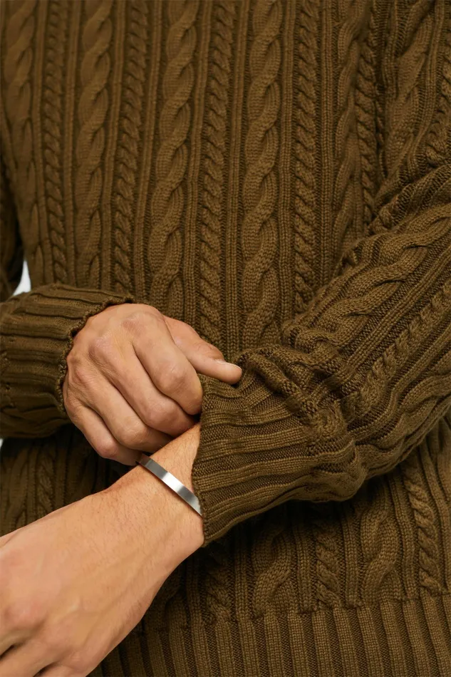 Sweaters Men Esprit Cotton Cable Knit Jumper Dark Khaki