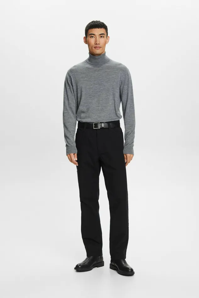 Sweaters Men Esprit Merino Wool Turtleneck Sweater Grey