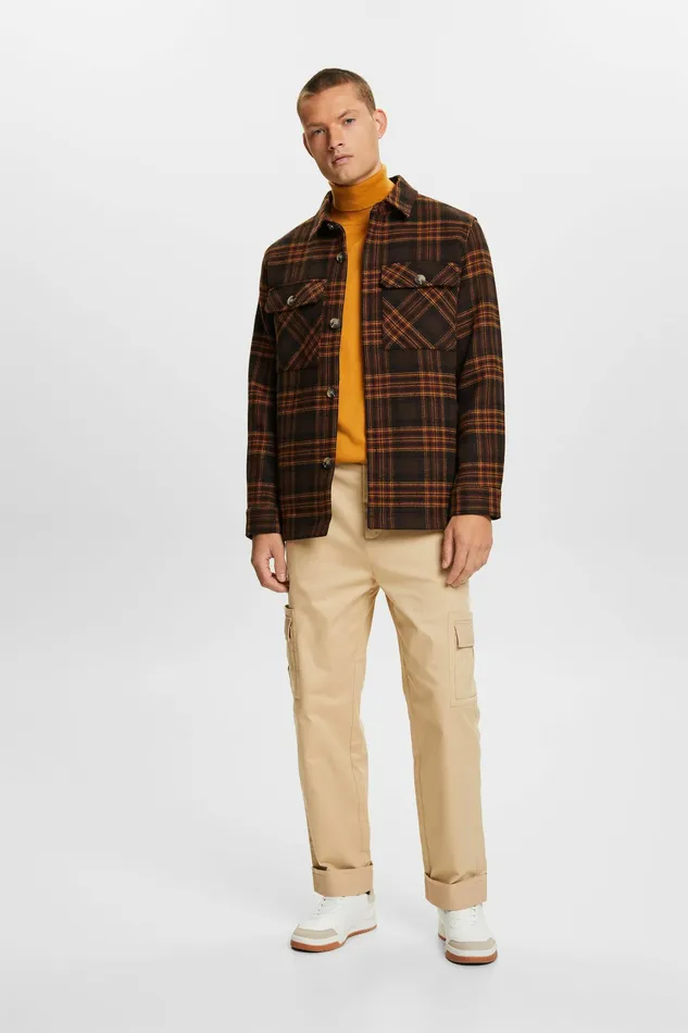 Sweaters Men Esprit Merino Wool Turtleneck Sweater Honey Yellow