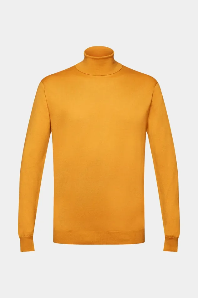 Sweaters Men Esprit Merino Wool Turtleneck Sweater Honey Yellow