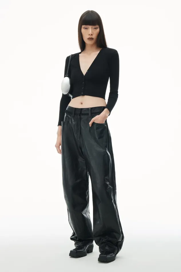 Sweaters Women Alexander Wang Logo Embossed Cropped VNeck Cardigan