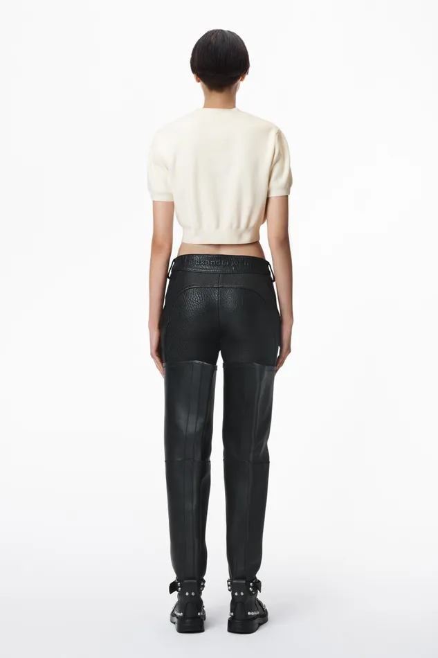 Sweaters Women Alexander Wang Logo Embossed Short Sleeve Ribbed Pullover In Soft Chenille