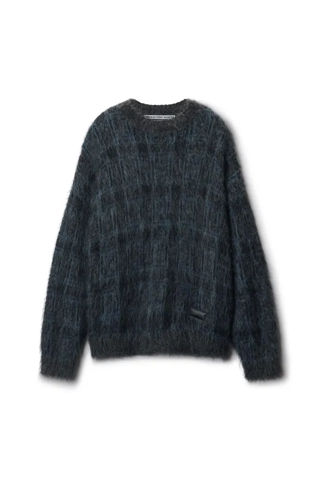 Sweaters Women Alexander Wang Plaid Oversize Sweater In Jacquard Knit