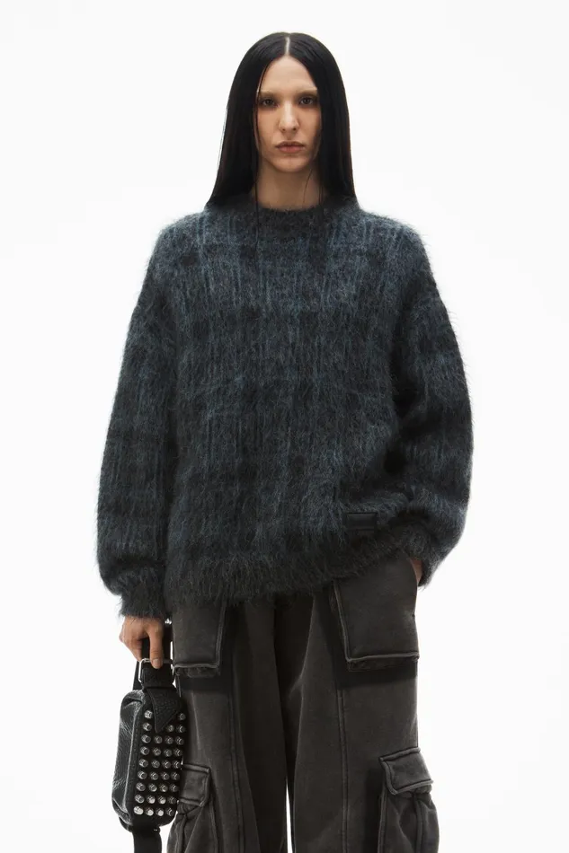 Sweaters Women Alexander Wang Plaid Oversize Sweater In Jacquard Knit