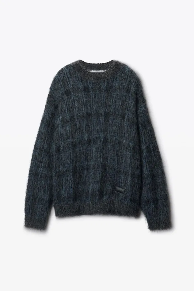 Sweaters Women Alexander Wang Plaid Oversize Sweater In Jacquard Knit