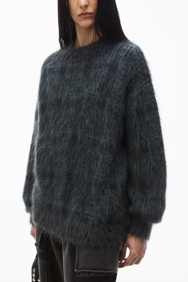 Sweaters Women Alexander Wang Plaid Oversize Sweater In Jacquard Knit