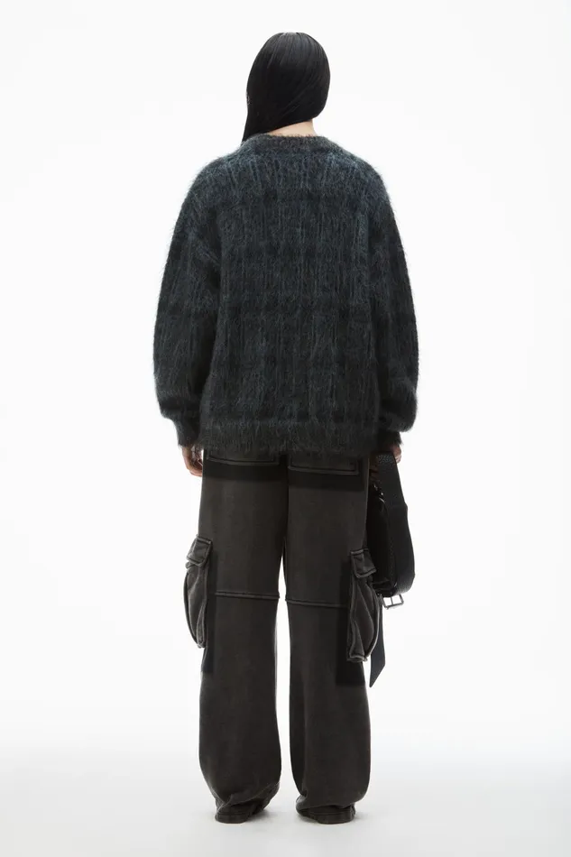Sweaters Women Alexander Wang Plaid Oversize Sweater In Jacquard Knit