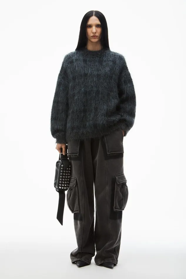 Sweaters Women Alexander Wang Plaid Oversize Sweater In Jacquard Knit