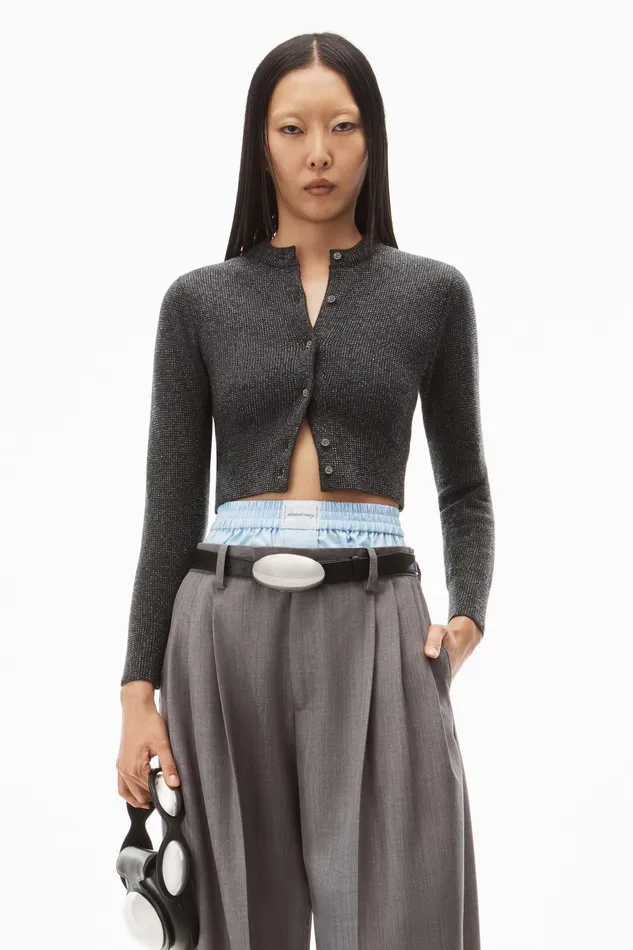 Sweaters Women Alexander Wang Shrunken Cardigan In Wool