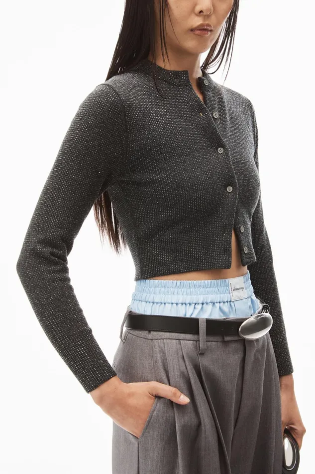 Sweaters Women Alexander Wang Shrunken Cardigan In Wool