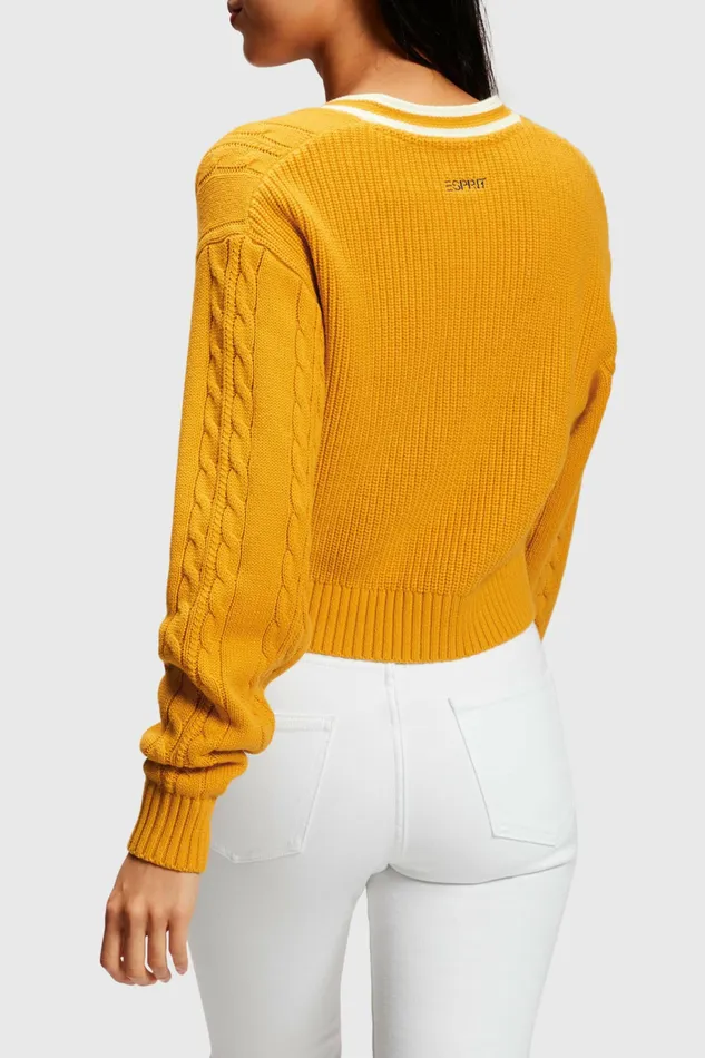 Sweaters Women Esprit Cable Knit Cardigan Yellow