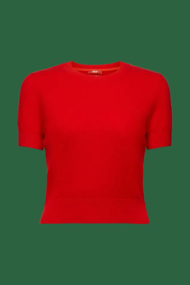 Sweaters Women Esprit Cashmere ShortSleeve Sweater Red