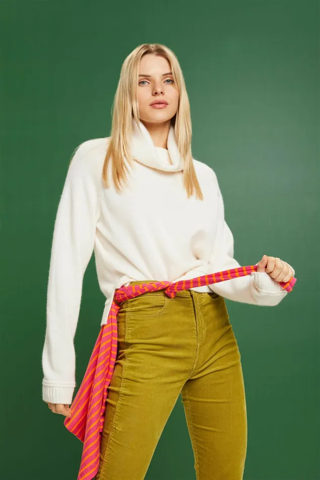 Sweaters Women Esprit Cashmere Turtleneck Sweater Off White