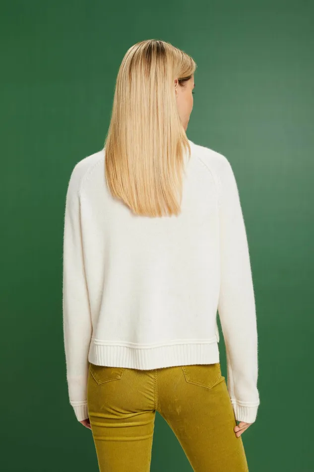 Sweaters Women Esprit Cashmere Turtleneck Sweater Off White