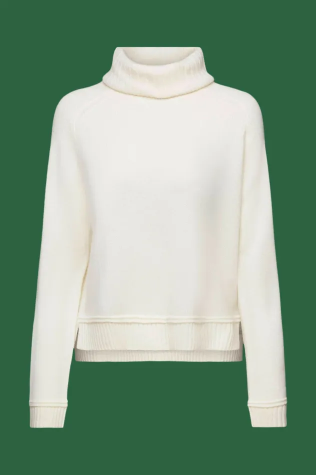 Sweaters Women Esprit Cashmere Turtleneck Sweater Off White