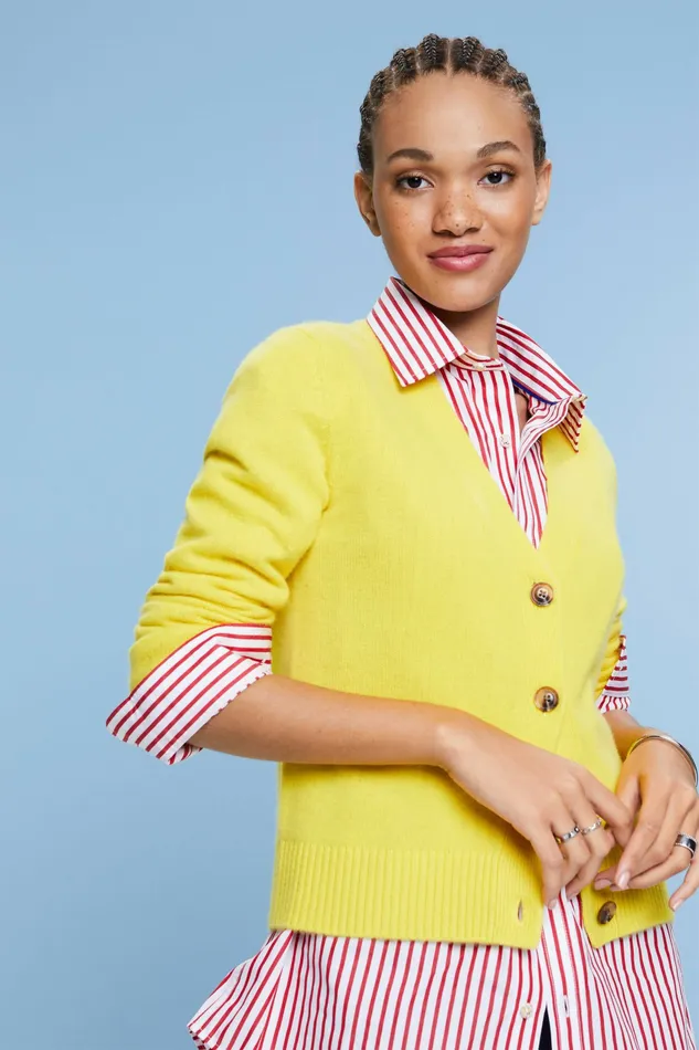 Sweaters Women Esprit Cashmere VNeck Cardigan Yellow