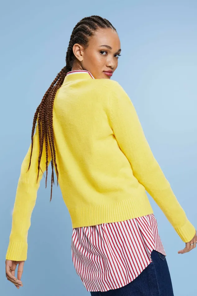 Sweaters Women Esprit Cashmere VNeck Cardigan Yellow