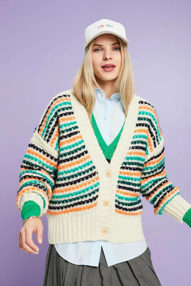 Sweaters Women Esprit CottonWool Blend Cardigan Ice