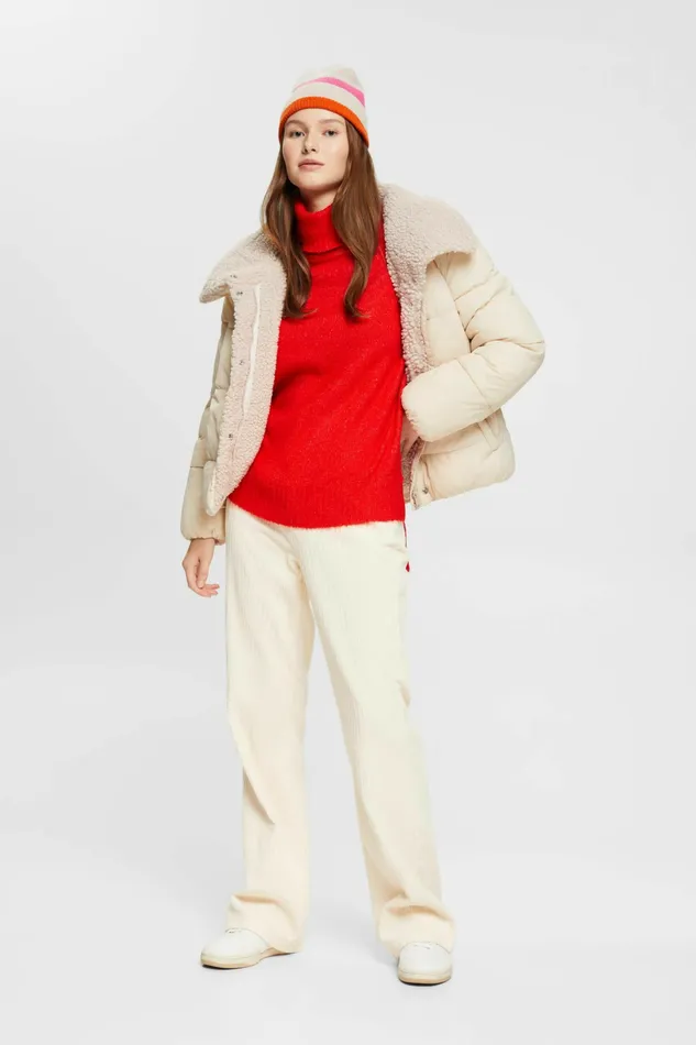 Sweaters Women Esprit Knitted Roll Neck Sweater Red