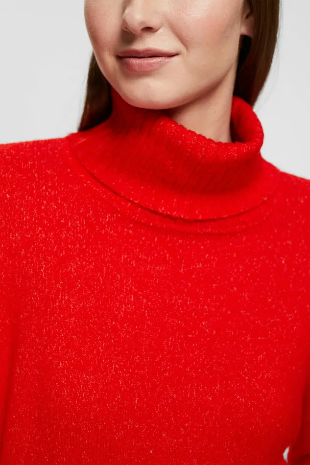 Sweaters Women Esprit Knitted Roll Neck Sweater Red