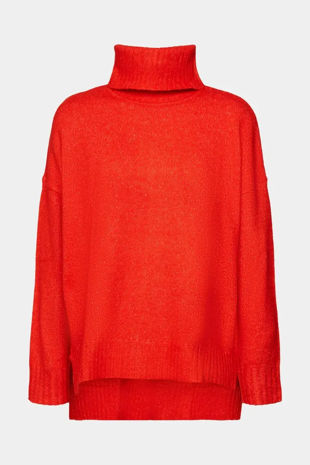 Sweaters Women Esprit Knitted Roll Neck Sweater Red