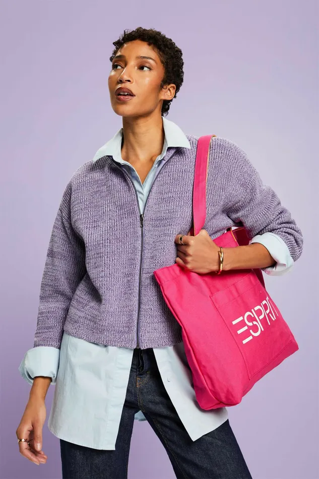 Sweaters Women Esprit Marled Knit ZipUp Cardigan Violet