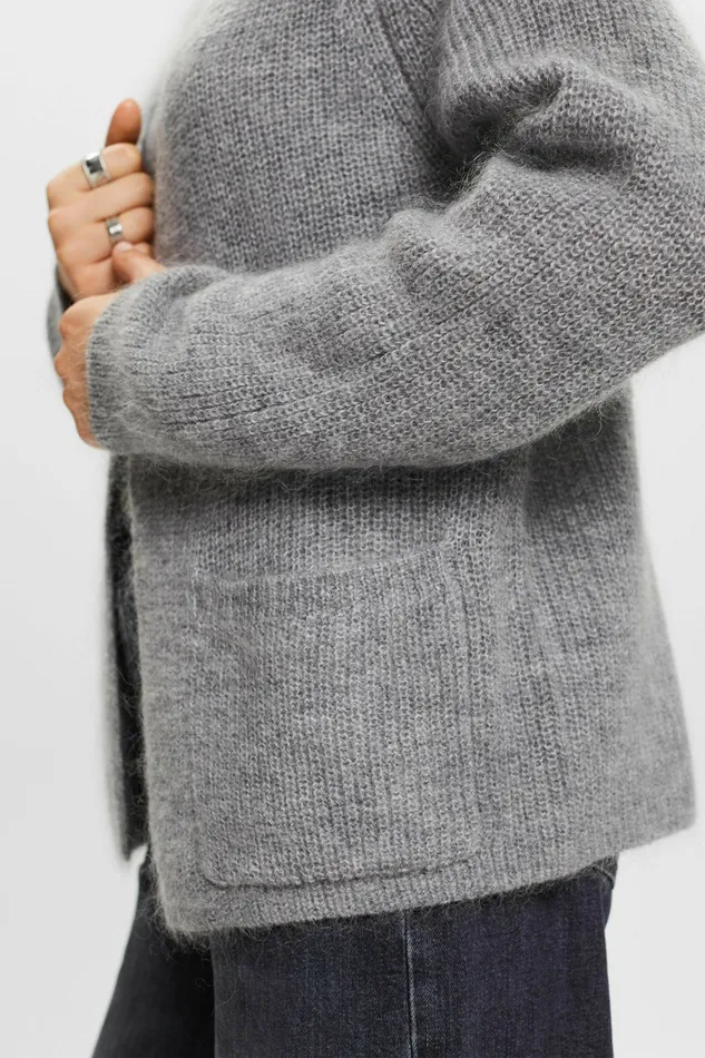 Sweaters Women Esprit OpenFront RibKnit Cardigan Medium Grey