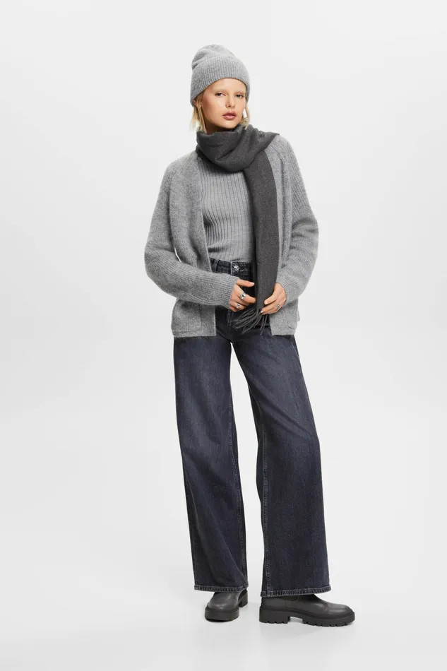 Sweaters Women Esprit OpenFront RibKnit Cardigan Medium Grey