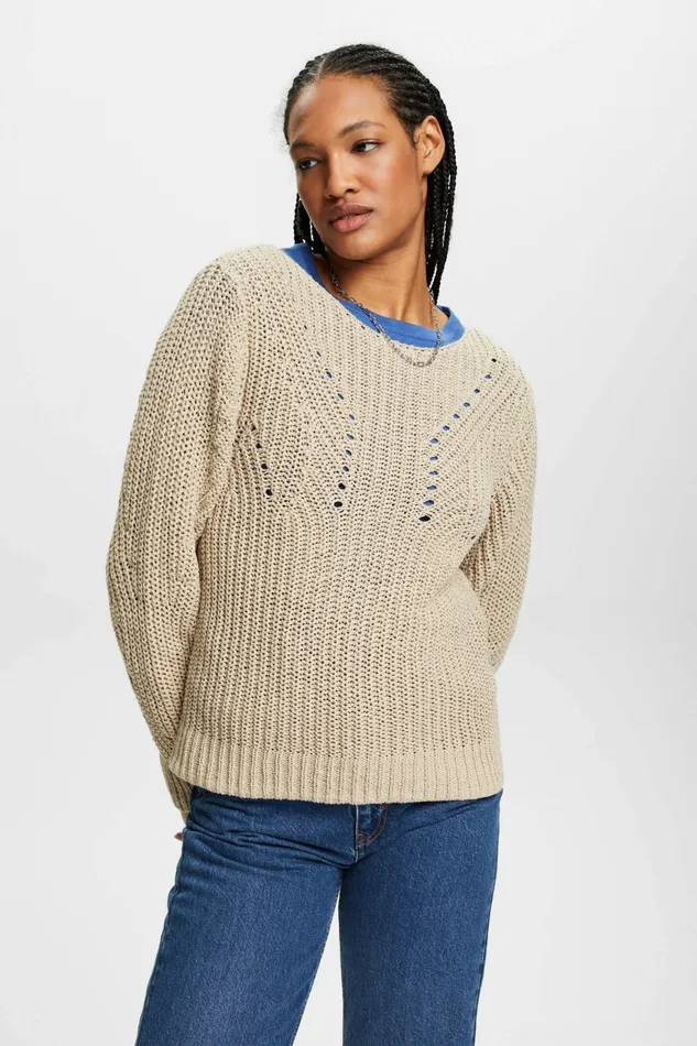 Sweaters Women Esprit OpenKnit Sweater Light Taupe