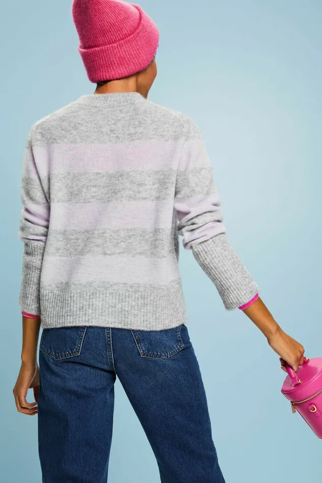 Sweaters Women Esprit RibKnit Crewneck Sweater Light Grey 3