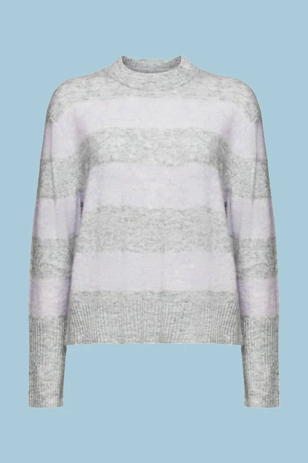Sweaters Women Esprit RibKnit Crewneck Sweater Light Grey 3