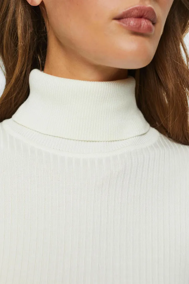 Sweaters Women Esprit Ribbed Jersey Turtleneck Off White
