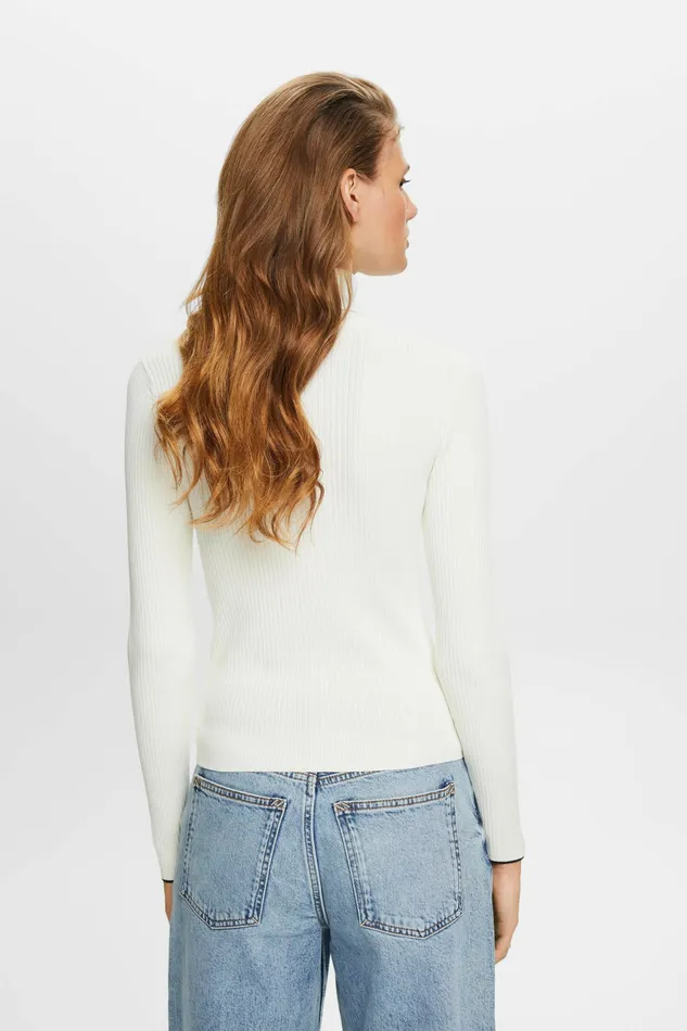 Sweaters Women Esprit Ribbed Jersey Turtleneck Off White