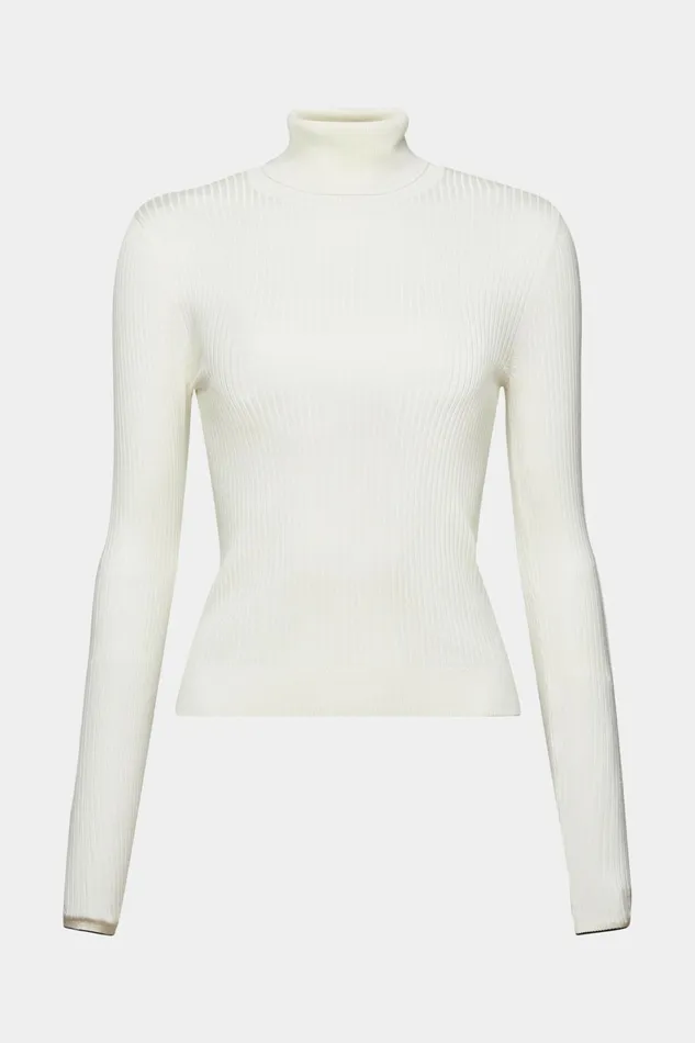 Sweaters Women Esprit Ribbed Jersey Turtleneck Off White