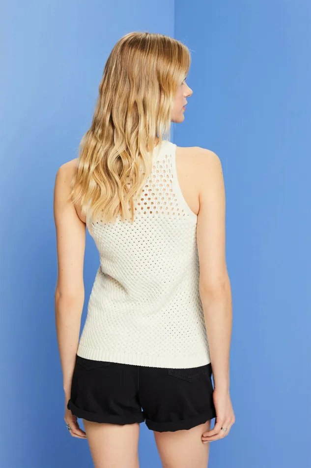 Sweaters Women Esprit Sleeveless Knit Top 100 Cotton Ice