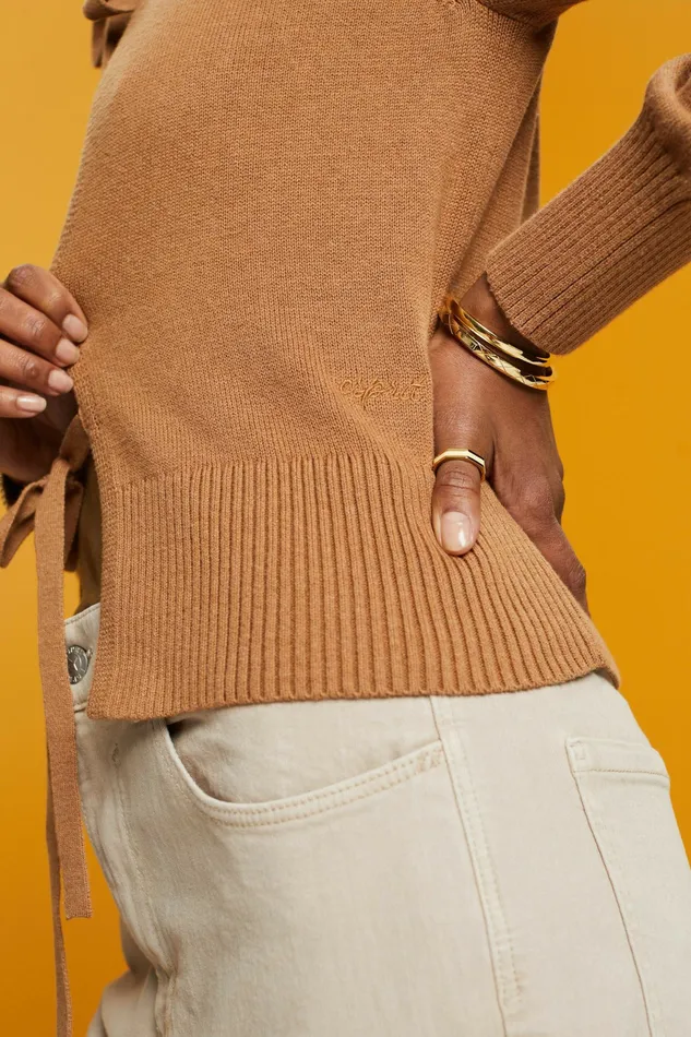 Sweaters Women Esprit Tie Front Cardigan Toffee