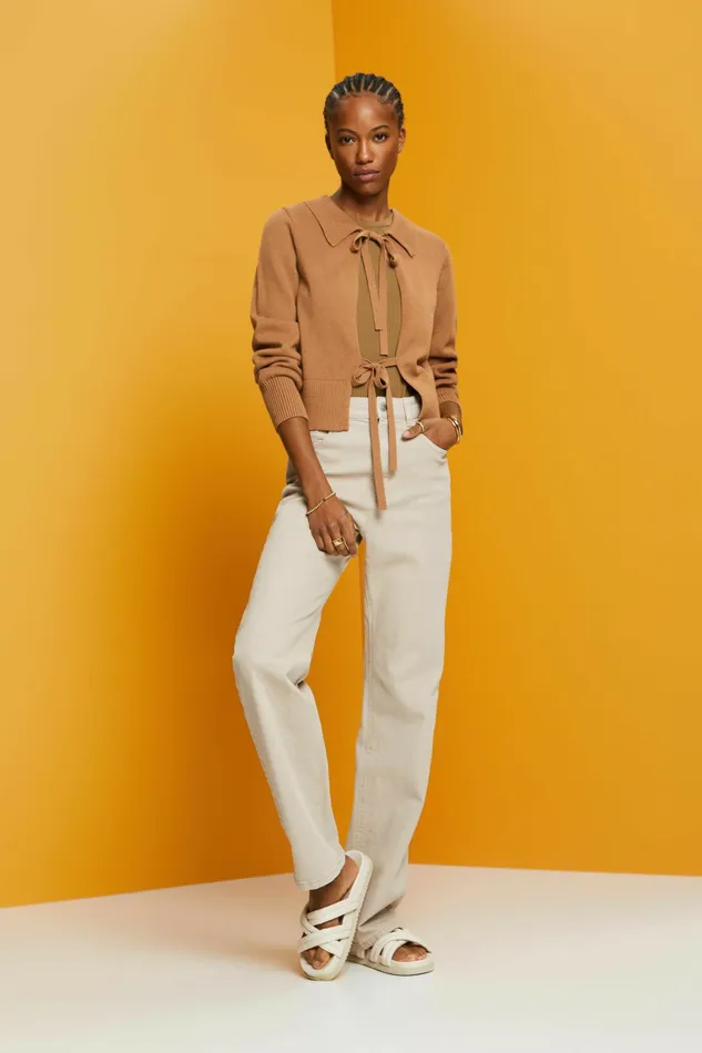 Sweaters Women Esprit Tie Front Cardigan Toffee